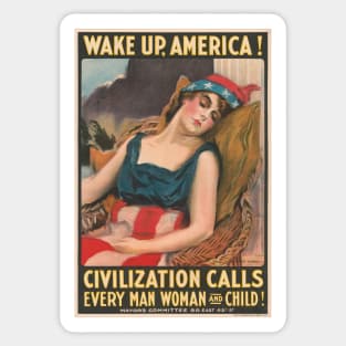 1917 NYC Wake Up America Day WWI Poster by J.M. Flagg Sticker